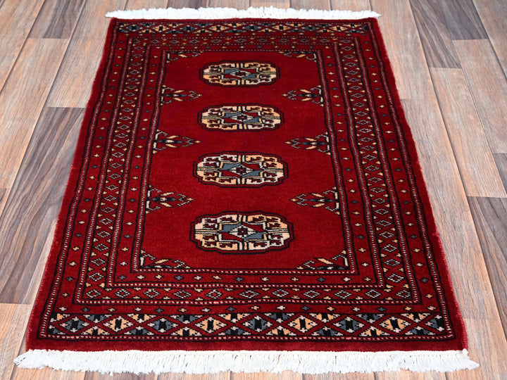 2'0" x 2'11" New Hand Knotted Red Wool Rectangle Oriental Rug - MOA1021313