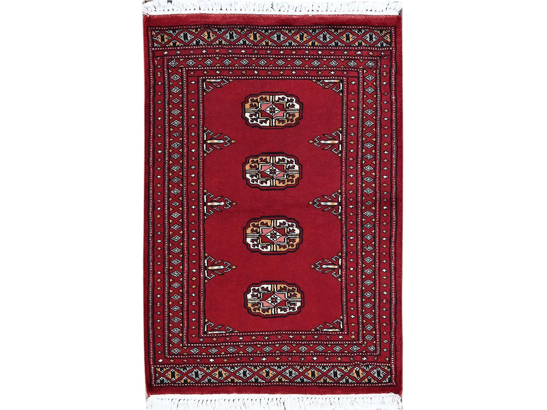 2'1" x 3'1" New Hand Knotted Red Wool Rectangle Oriental Rug - MOA1021315