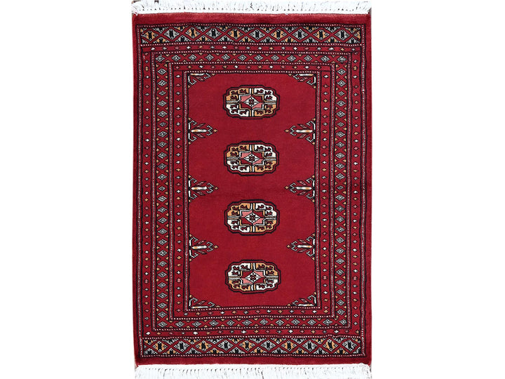 2'1" x 3'1" New Hand Knotted Red Wool Rectangle Oriental Rug - MOA1021315