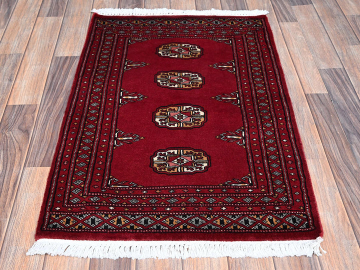2'1" x 3'1" New Hand Knotted Red Wool Rectangle Oriental Rug - MOA1021315
