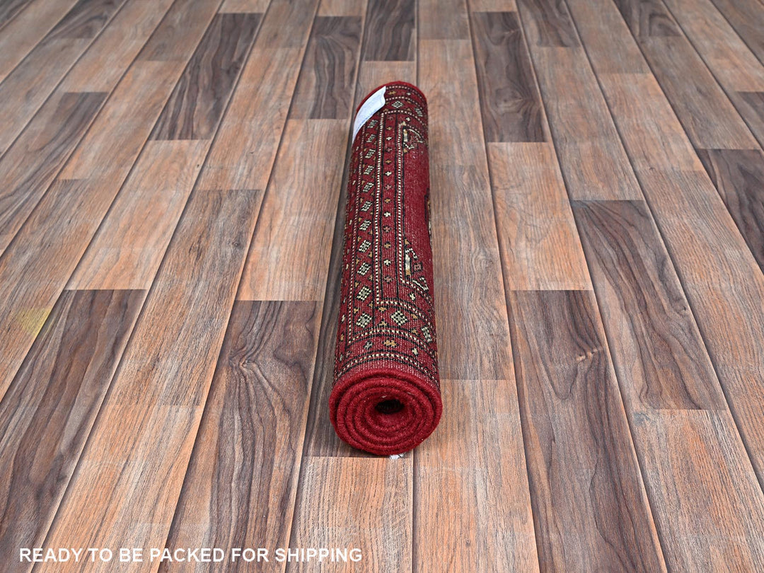 2'1" x 3'1" New Hand Knotted Red Wool Rectangle Oriental Rug - MOA1021315