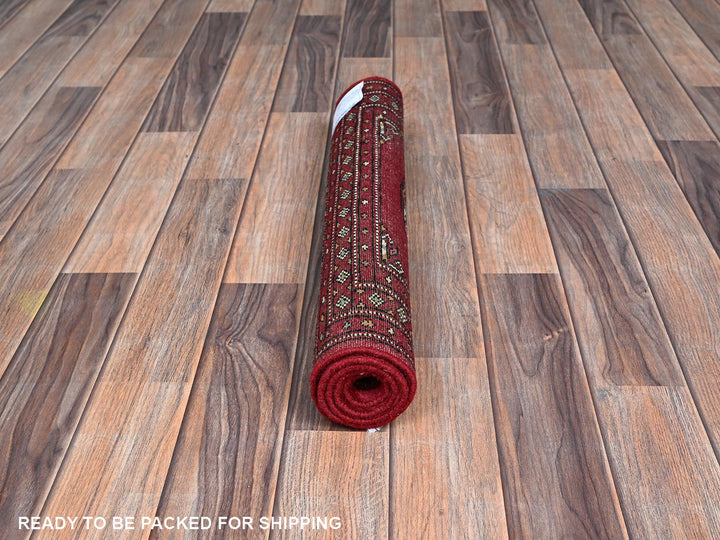 2'1" x 3'1" New Hand Knotted Red Wool Rectangle Oriental Rug - MOA1021315