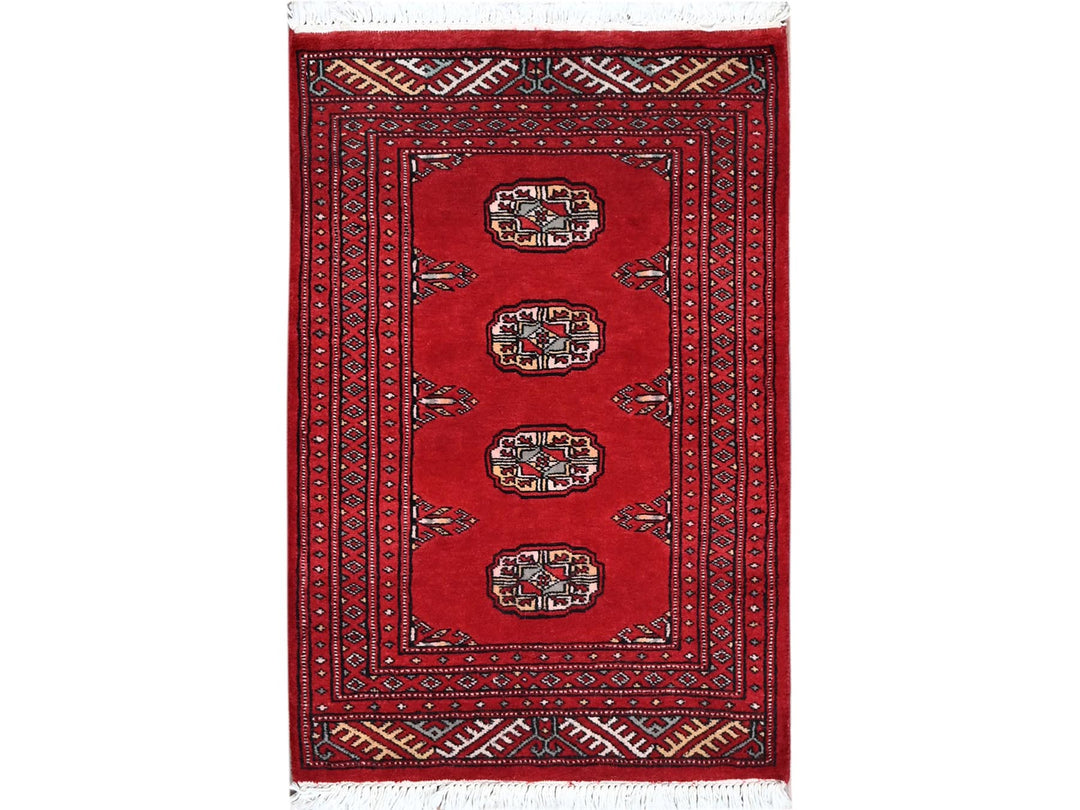 2'1" x 3'0" New Hand Knotted Red Wool Rectangle Oriental Rug - MOA1021318