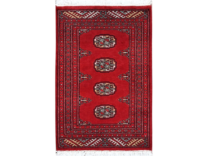 2'1" x 3'0" New Hand Knotted Red Wool Rectangle Oriental Rug - MOA1021318