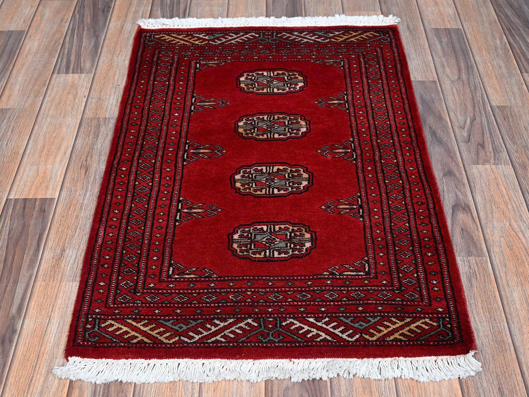 2'1" x 3'0" New Hand Knotted Red Wool Rectangle Oriental Rug - MOA1021318