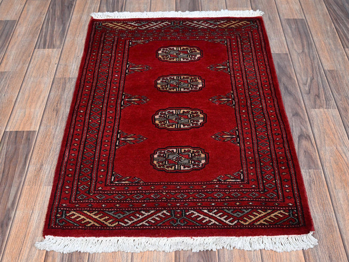 2'1" x 3'0" New Hand Knotted Red Wool Rectangle Oriental Rug - MOA1021318