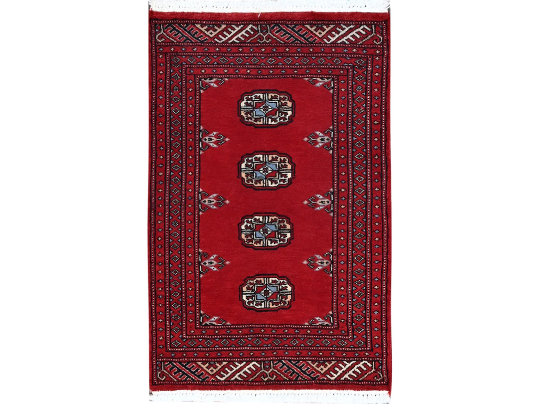 2'1" x 3'3" New Hand Knotted Red Wool Rectangle Oriental Rug - MOA1021319