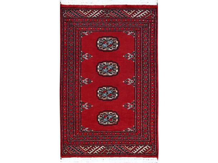 2'1" x 3'3" New Hand Knotted Red Wool Rectangle Oriental Rug - MOA1021319