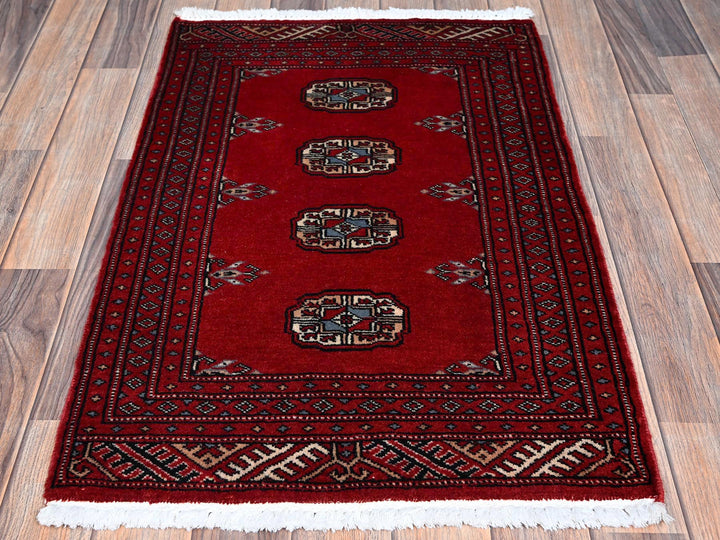 2'1" x 3'3" New Hand Knotted Red Wool Rectangle Oriental Rug - MOA1021319