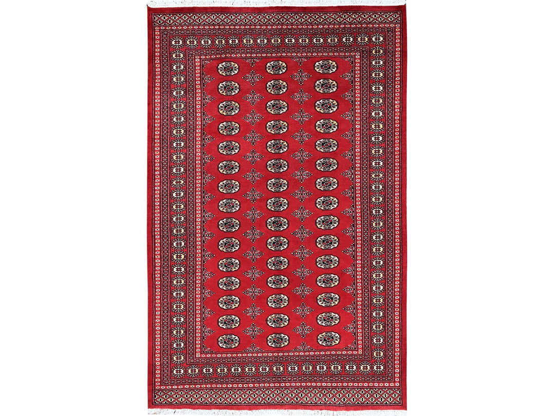 5'1" x 8'1" New Hand Knotted Red Wool Rectangle Oriental Rug - MOA1021322