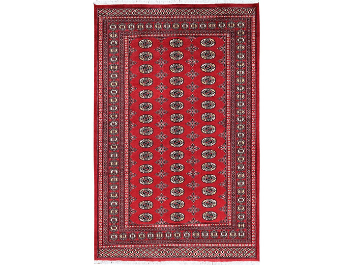 5'1" x 8'1" New Hand Knotted Red Wool Rectangle Oriental Rug - MOA1021322