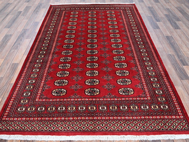 5'1" x 8'1" New Hand Knotted Red Wool Rectangle Oriental Rug - MOA1021322
