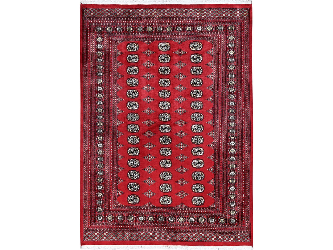 6'4" x 8'10" New Hand Knotted Red Wool Rectangle Oriental Rug - MOA1021323