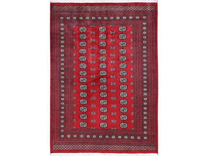 6'4" x 8'10" New Hand Knotted Red Wool Rectangle Oriental Rug - MOA1021323