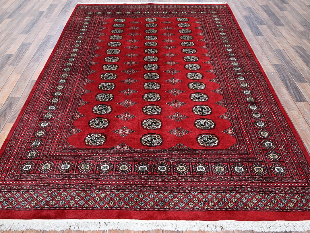6'4" x 8'10" New Hand Knotted Red Wool Rectangle Oriental Rug - MOA1021323