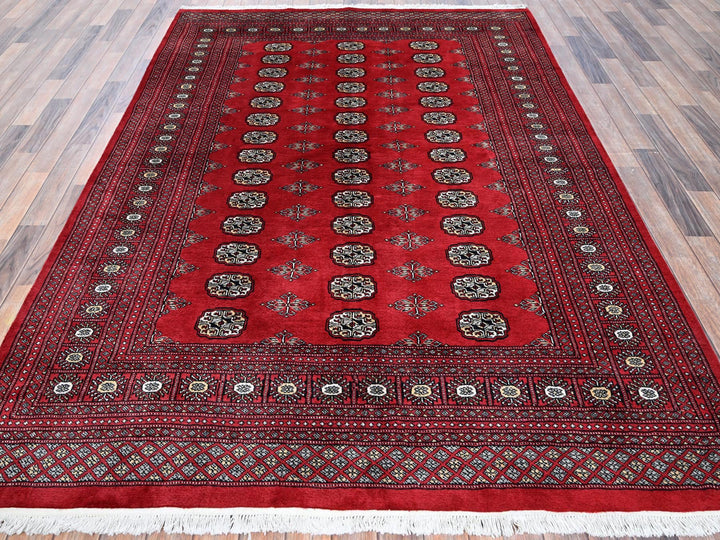 6'4" x 8'10" New Hand Knotted Red Wool Rectangle Oriental Rug - MOA1021323