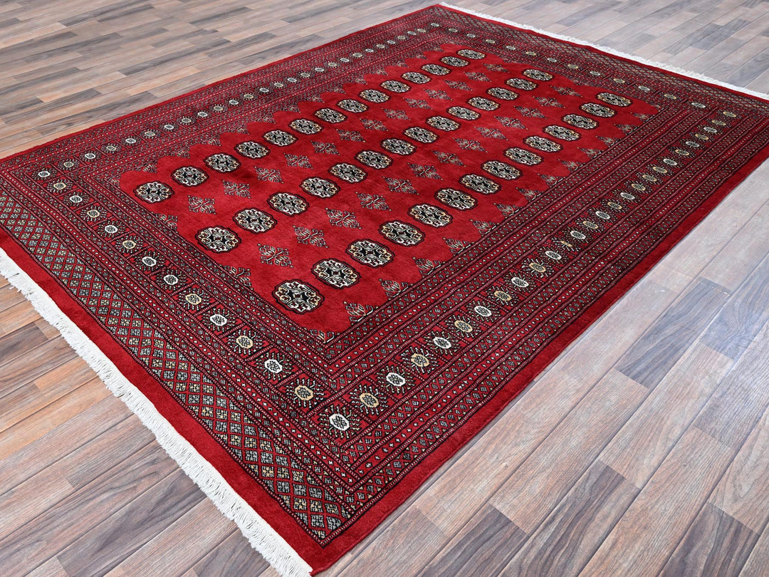 6'4" x 8'10" New Hand Knotted Red Wool Rectangle Oriental Rug - MOA1021323