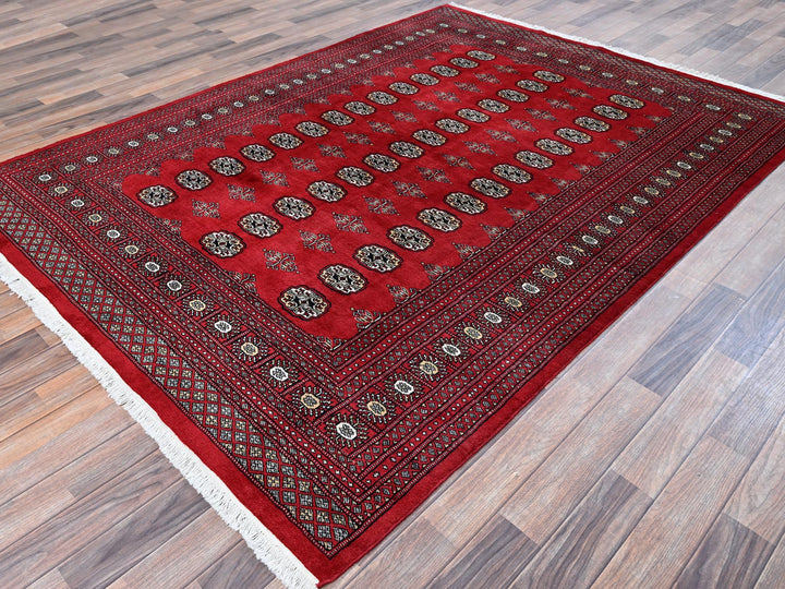 6'4" x 8'10" New Hand Knotted Red Wool Rectangle Oriental Rug - MOA1021323