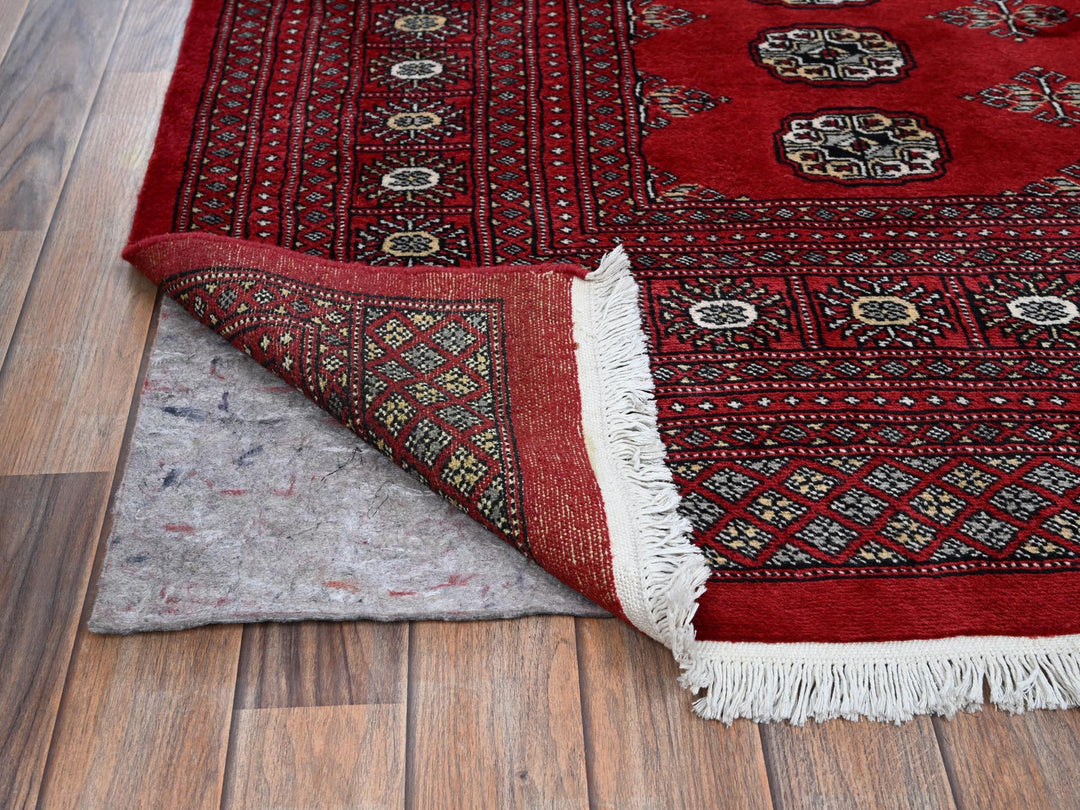6'4" x 8'10" New Hand Knotted Red Wool Rectangle Oriental Rug - MOA1021323