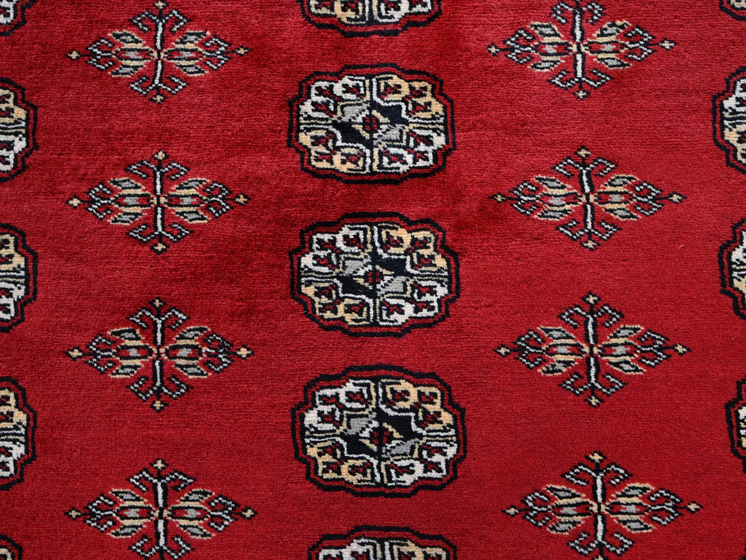 6'4" x 8'10" New Hand Knotted Red Wool Rectangle Oriental Rug - MOA1021323