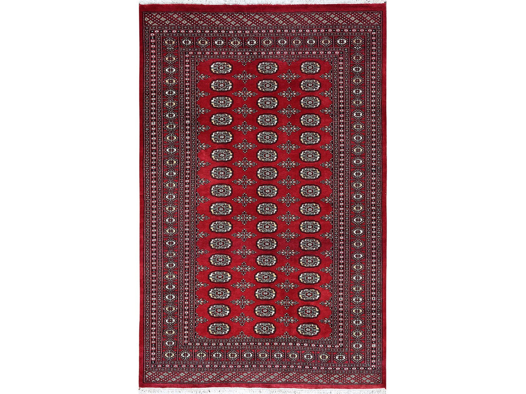 5'2" x 8'0" New Hand Knotted Red Wool Rectangle Oriental Rug - MOA1021324