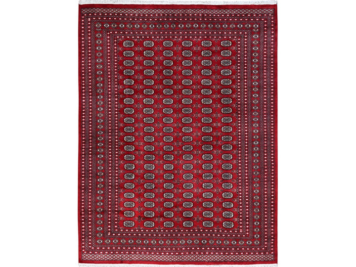 9'0" x 11'9" New Hand Knotted Red Wool Rectangle Oriental Rug - MOA1021325