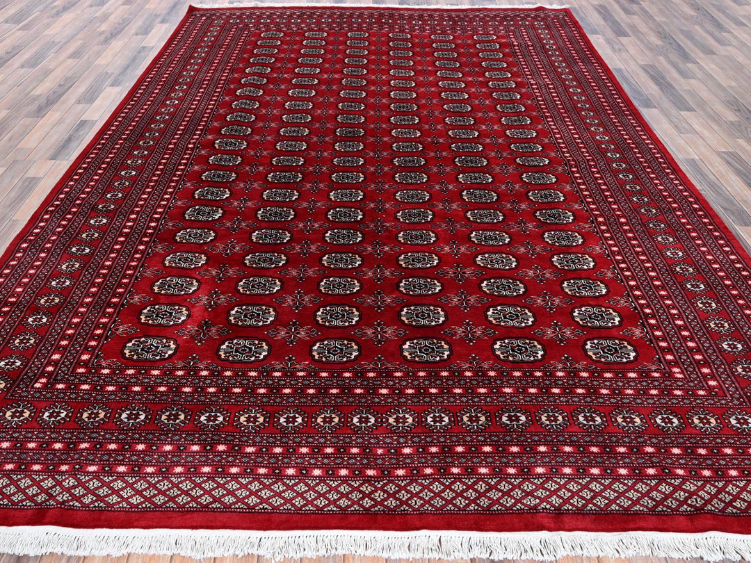 9'0" x 11'9" New Hand Knotted Red Wool Rectangle Oriental Rug - MOA1021325