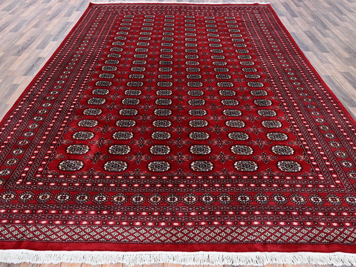 9'0" x 11'9" New Hand Knotted Red Wool Rectangle Oriental Rug - MOA1021325