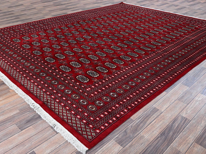 9'0" x 11'9" New Hand Knotted Red Wool Rectangle Oriental Rug - MOA1021325
