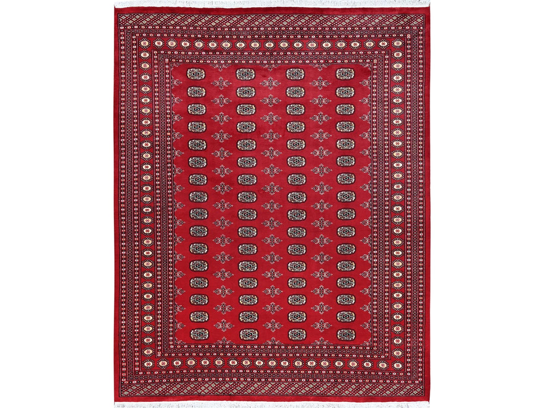 8'1" x 10'0" New Hand Knotted Red Wool Rectangle Oriental Rug - MOA1021329