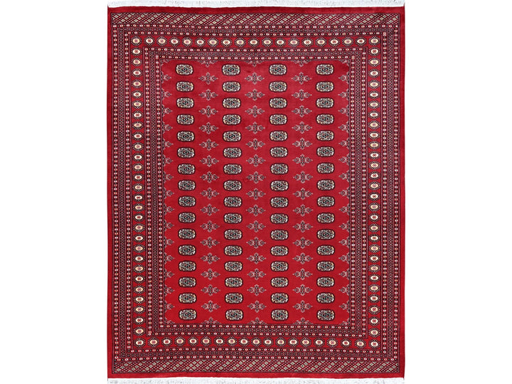 8'1" x 10'0" New Hand Knotted Red Wool Rectangle Oriental Rug - MOA1021329