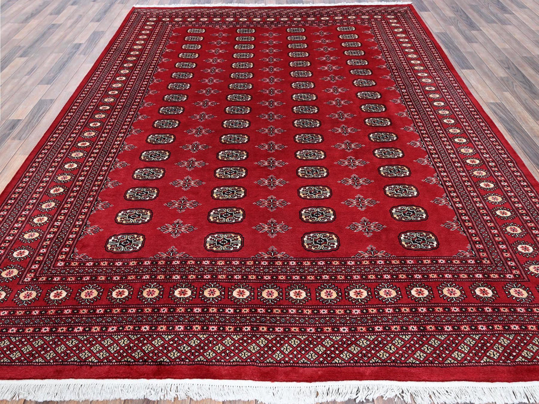 8'1" x 10'0" New Hand Knotted Red Wool Rectangle Oriental Rug - MOA1021329