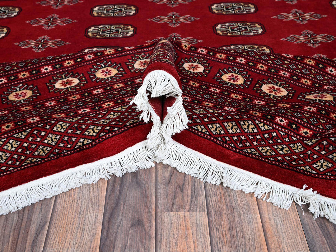 8'1" x 10'0" New Hand Knotted Red Wool Rectangle Oriental Rug - MOA1021329