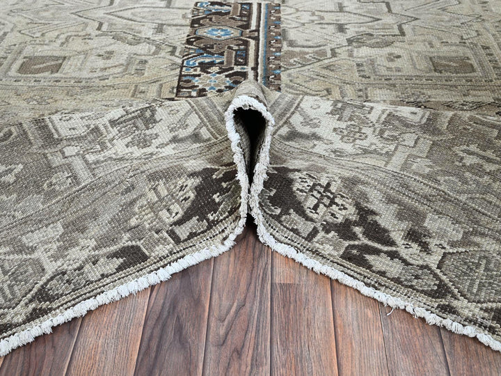 8'0" x 9'4" Vintage Hand Knotted Grey Wool Rectangle Oriental Rug - MOA1021336