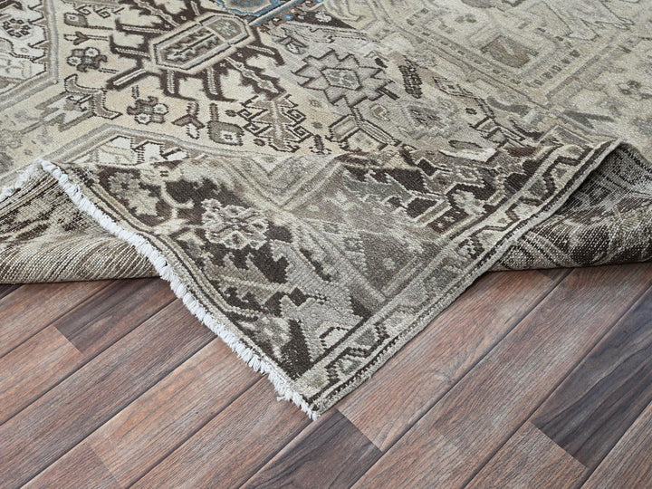 8'0" x 9'4" Vintage Hand Knotted Grey Wool Rectangle Oriental Rug - MOA1021336