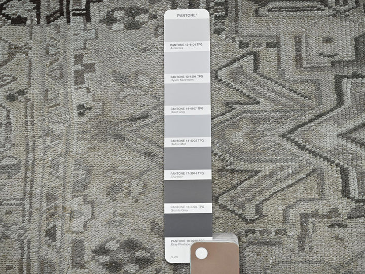 8'0" x 9'4" Vintage Hand Knotted Grey Wool Rectangle Oriental Rug - MOA1021336