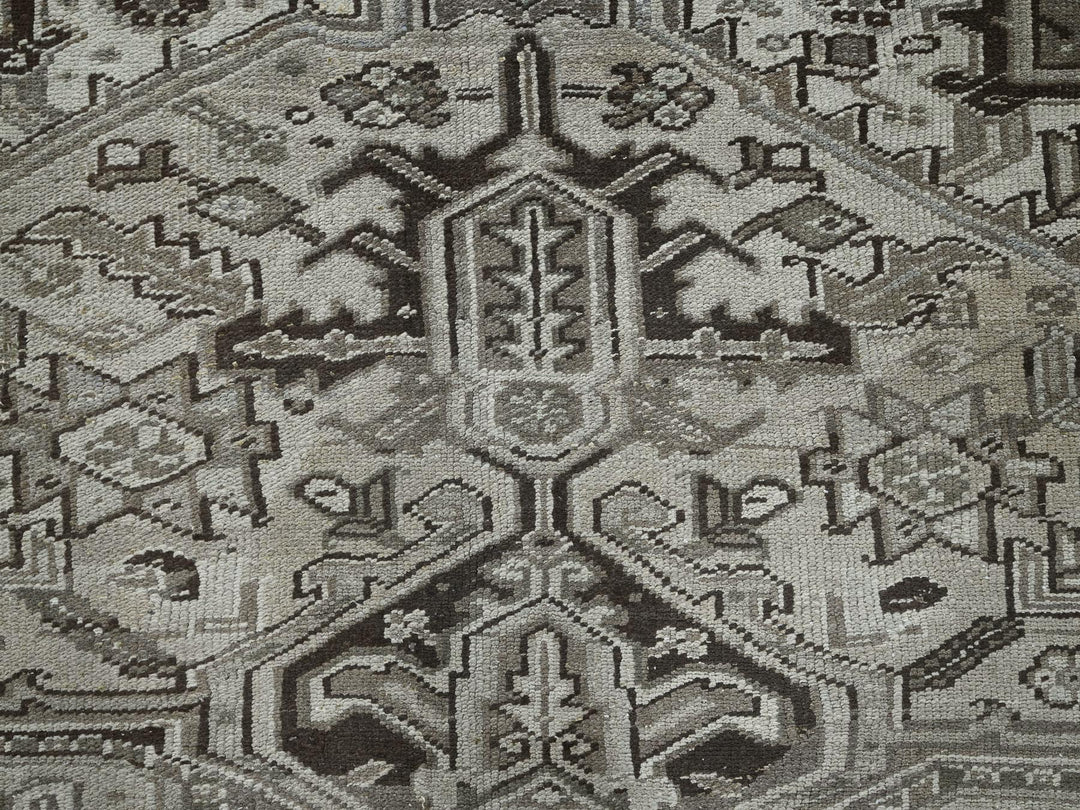 8'0" x 9'4" Vintage Hand Knotted Grey Wool Rectangle Oriental Rug - MOA1021336