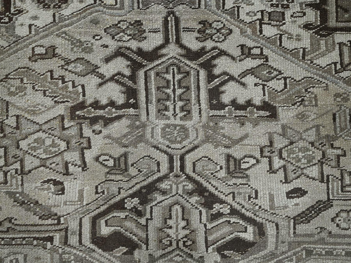 8'0" x 9'4" Vintage Hand Knotted Grey Wool Rectangle Oriental Rug - MOA1021336