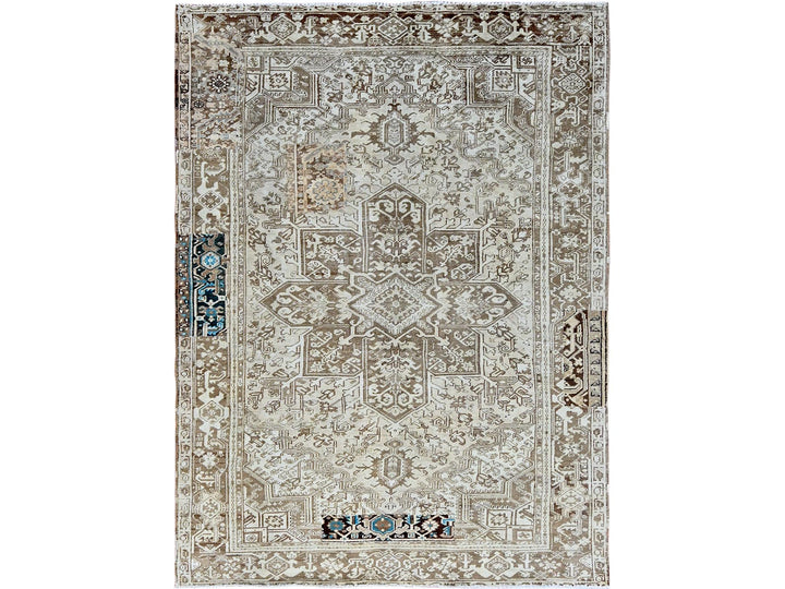 7'6" x 10'4" Vintage Hand Knotted Grey Wool Rectangle Oriental Rug - MOA1021337