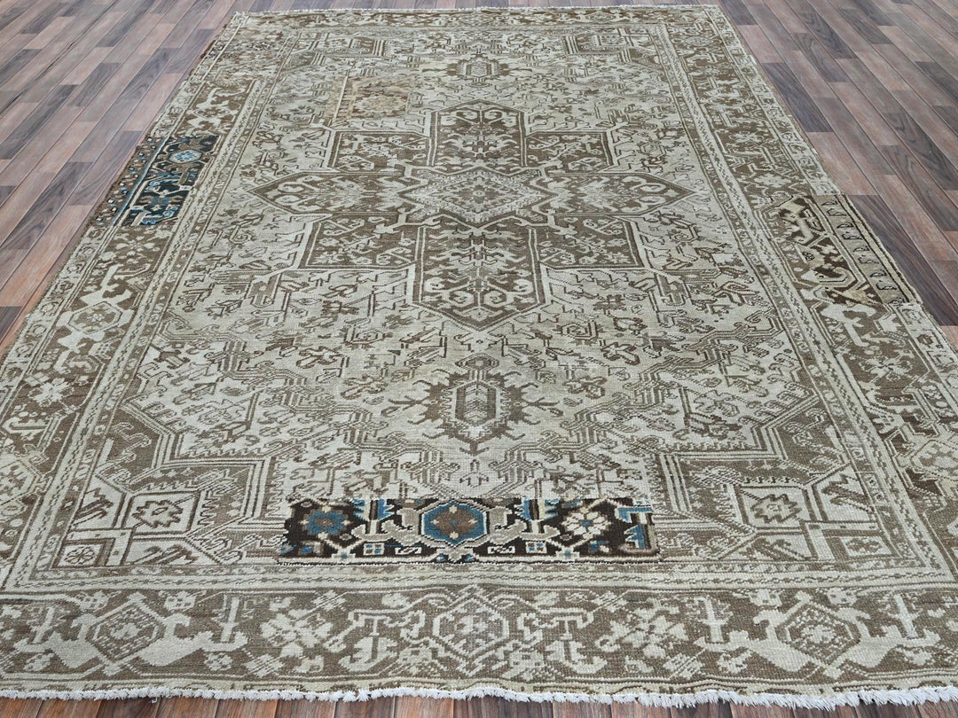 7'6" x 10'4" Vintage Hand Knotted Grey Wool Rectangle Oriental Rug - MOA1021337