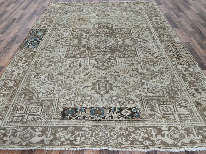 7'6" x 10'4" Vintage Hand Knotted Grey Wool Rectangle Oriental Rug - MOA1021337