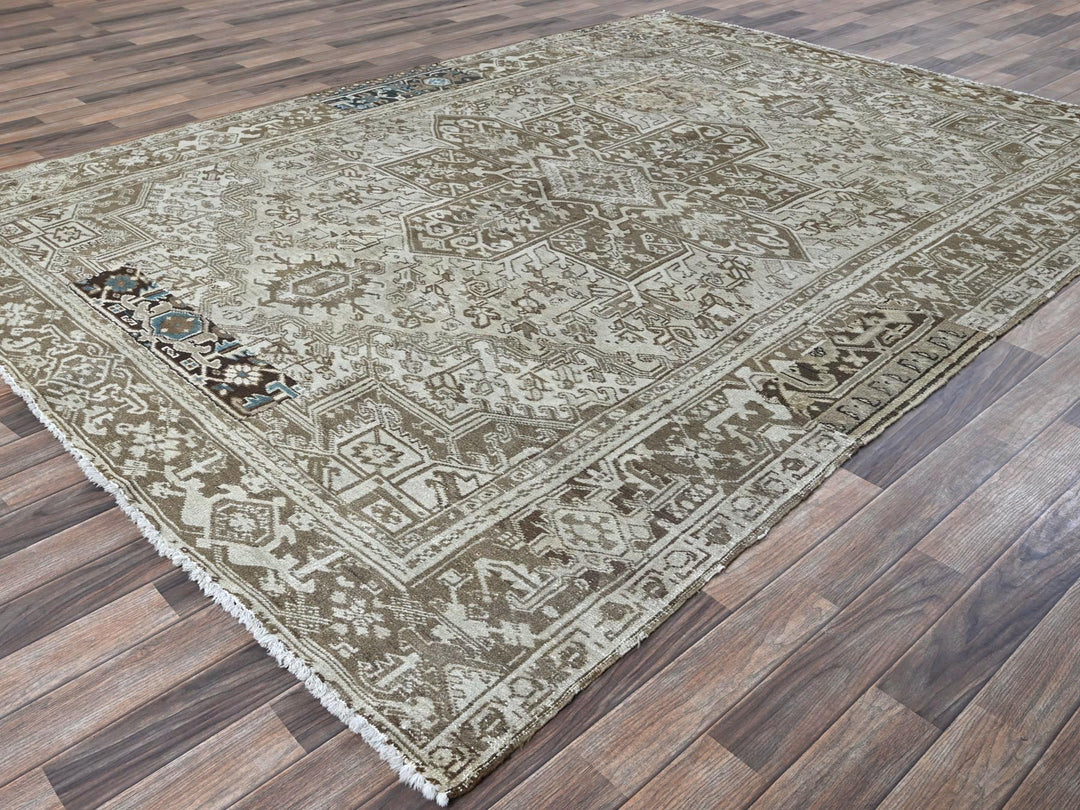 7'6" x 10'4" Vintage Hand Knotted Grey Wool Rectangle Oriental Rug - MOA1021337