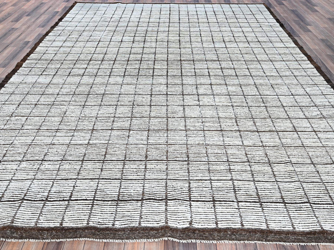 9'6" x 11'8" New Hand Knotted Ivory Wool Rectangle Oriental Rug - MOA1021340