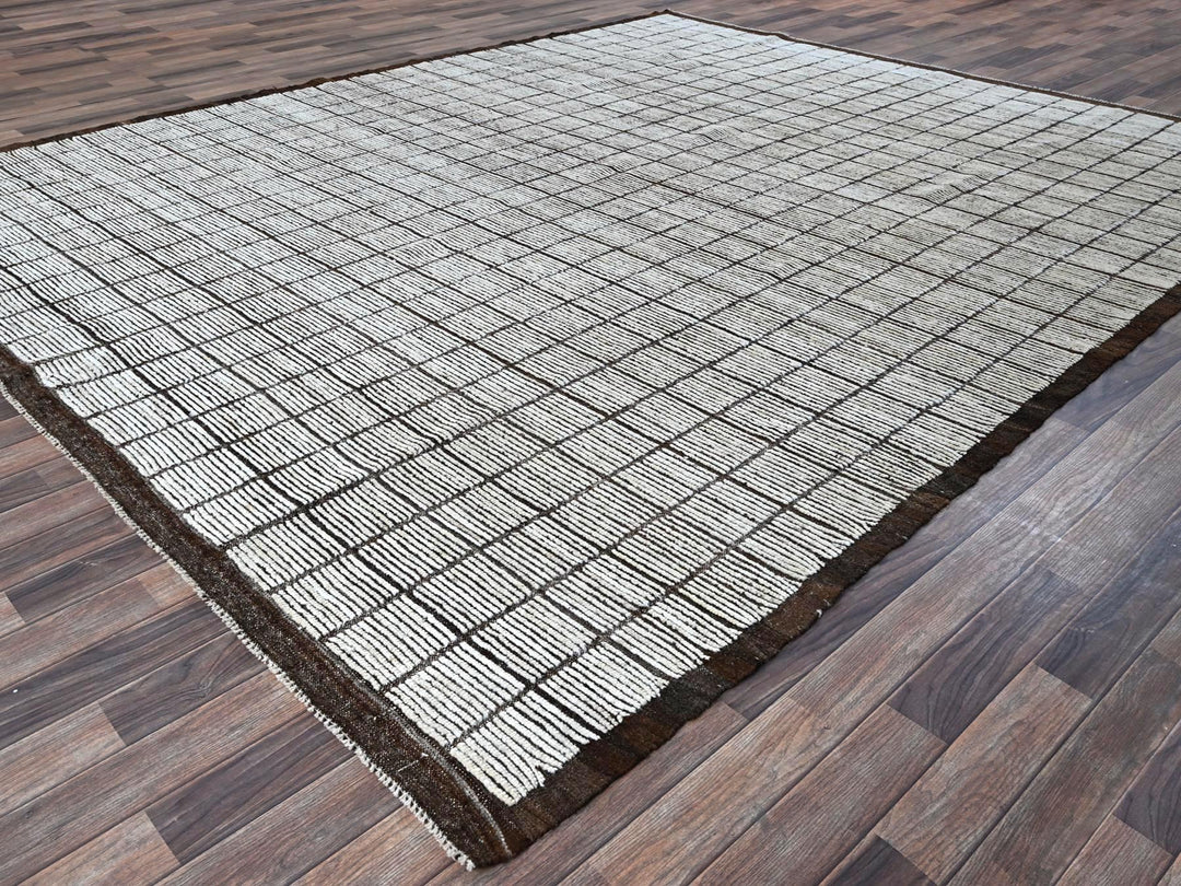 9'6" x 11'8" New Hand Knotted Ivory Wool Rectangle Oriental Rug - MOA1021340