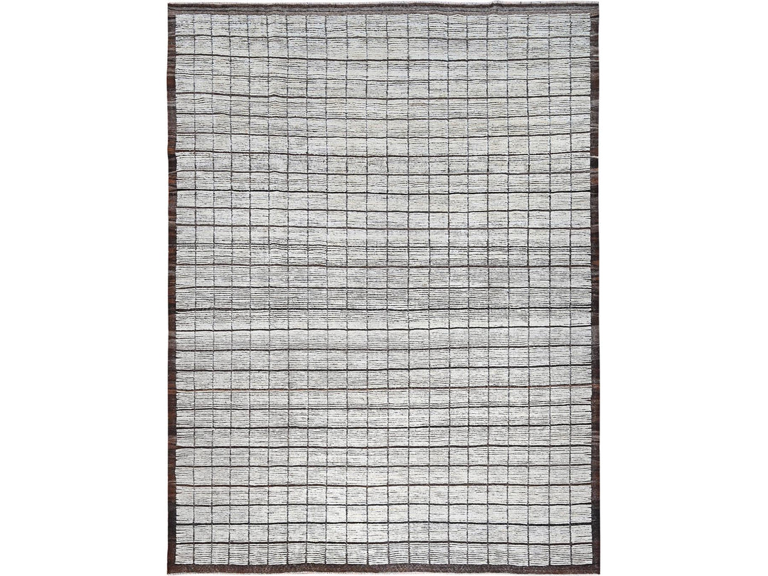 10'5" x 13'8" New Hand Knotted Ivory Wool Rectangle Oriental Rug - MOA1021341