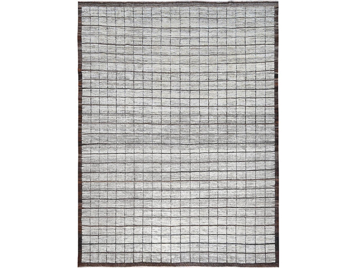 10'5" x 13'8" New Hand Knotted Ivory Wool Rectangle Oriental Rug - MOA1021341