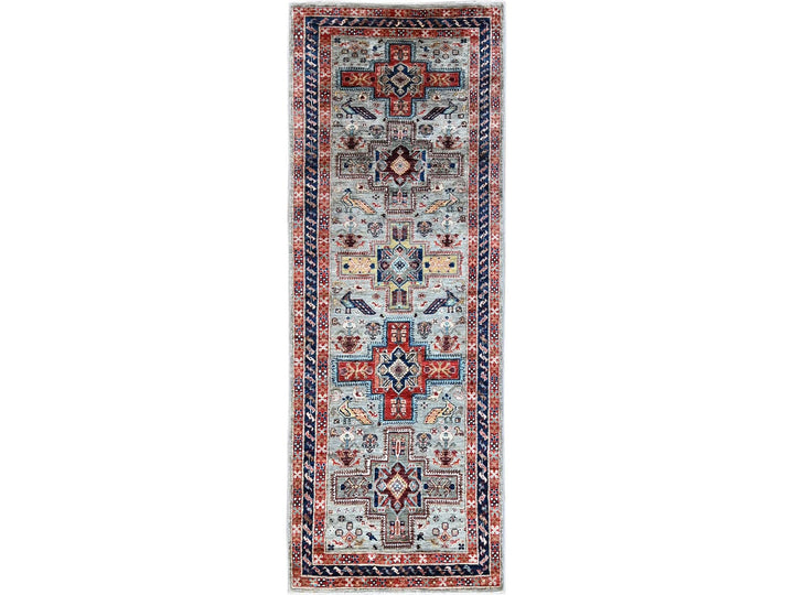 2'8" x 7'5" New Hand Knotted Grey Wool Runner Oriental Rug - MOA1021342