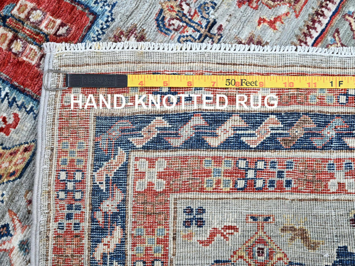 2'8" x 7'5" New Hand Knotted Grey Wool Runner Oriental Rug - MOA1021342