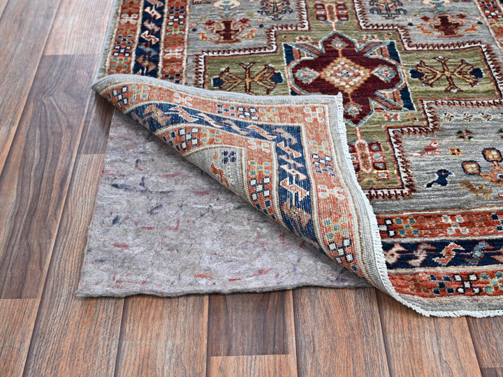 2'7" x 9'9" New Hand Knotted Grey Wool Runner Oriental Rug - MOA1021343