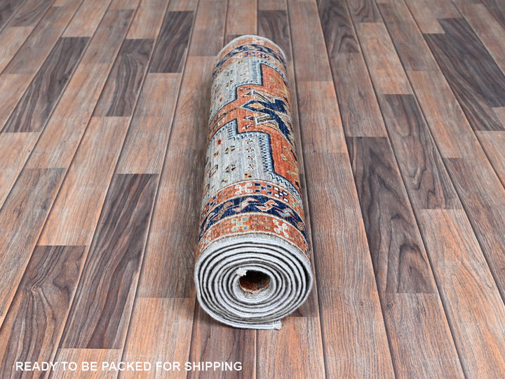 2'7" x 9'9" New Hand Knotted Grey Wool Runner Oriental Rug - MOA1021343